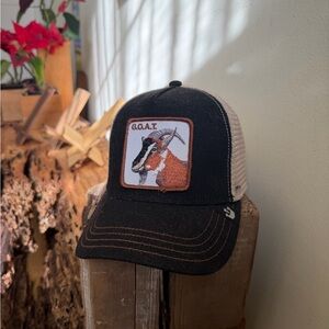 Goorin Bros Black and Cream G.O.A.T. Trucker Hat